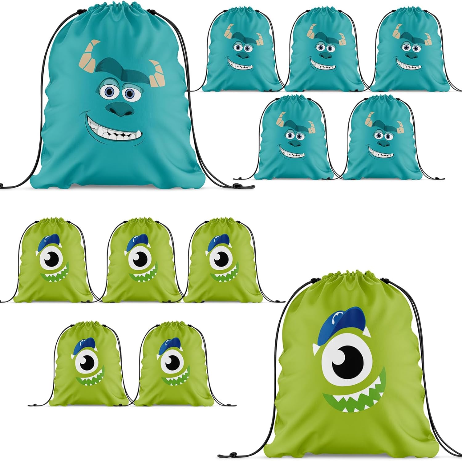 12 Pieces Monsters Candy Drawstring Bag Monsters Drawstring Goodie Favor Bags for Monsters Cartoon Birthday Party Decorations(10.6x13.3 Inch)